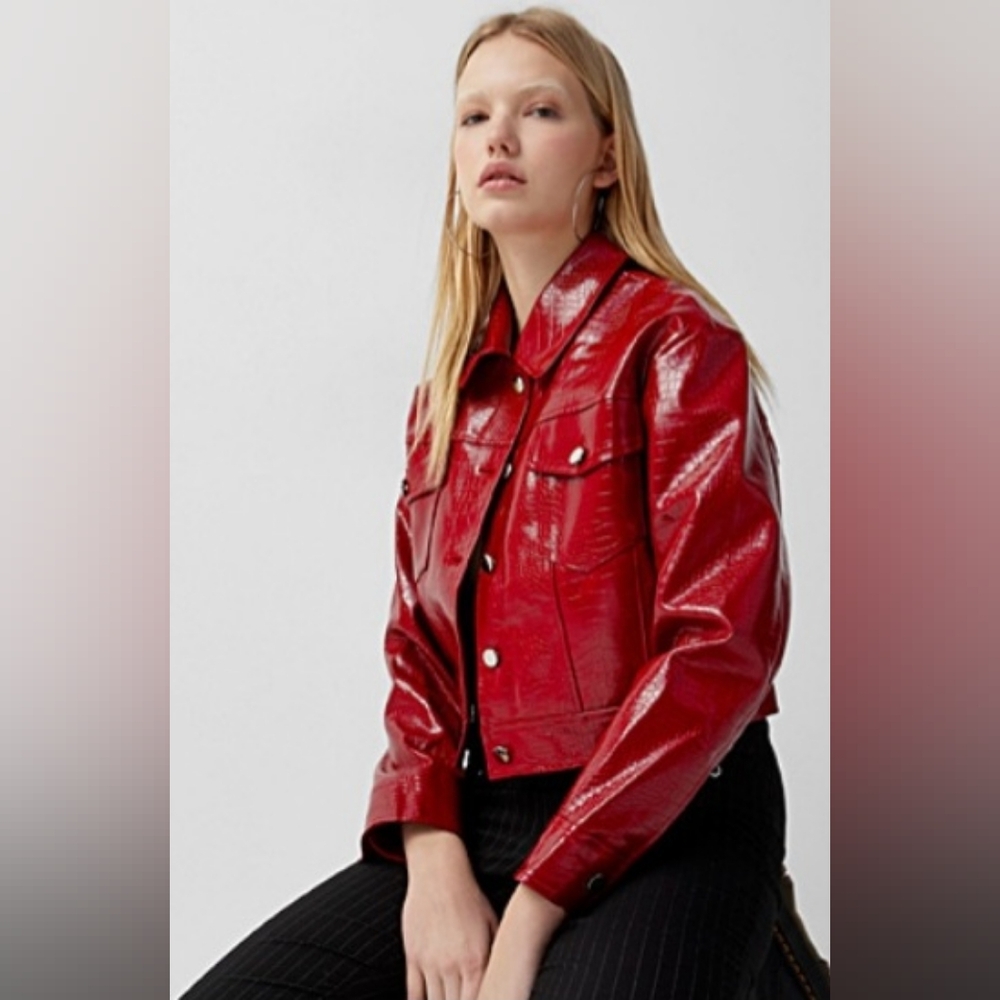 Red Croc-Embossed Jacket